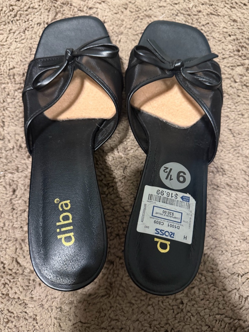 Diba Black Bow Slide Mules - Women